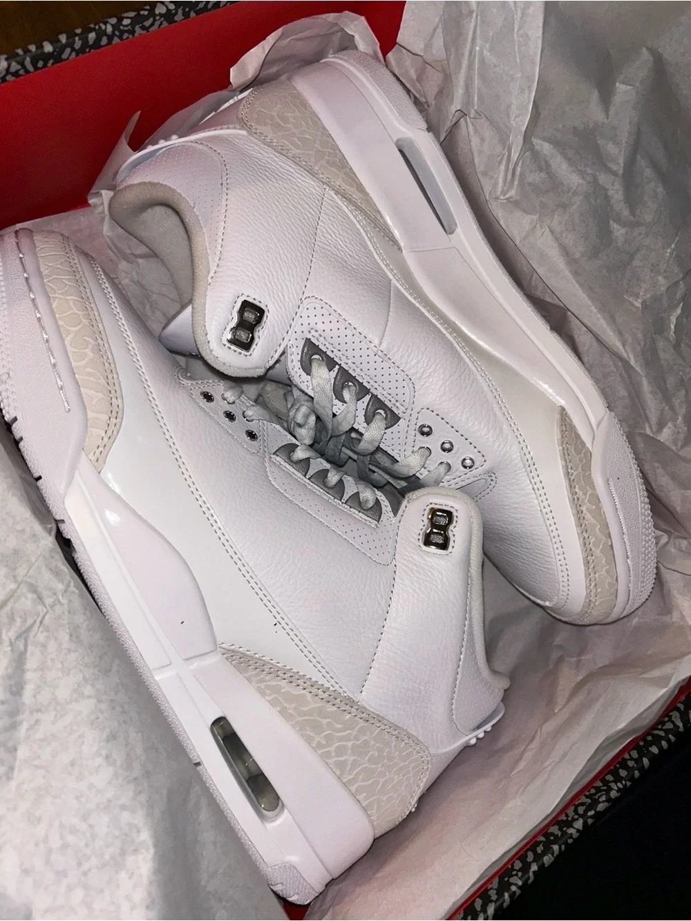Jordan Air Retro 3 White and Light Beige Sneakers